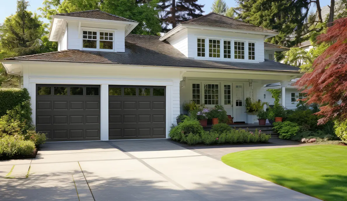 Classic Steel garage door in iron ore