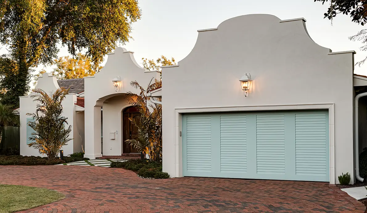 Canyon Ridge Louver garage door Design 54 in Ebbtide